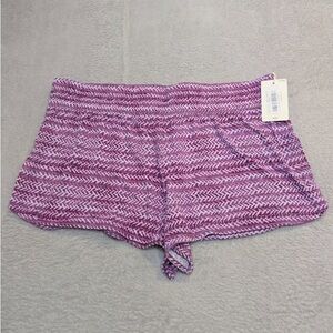Purple and White Knit Shorts
